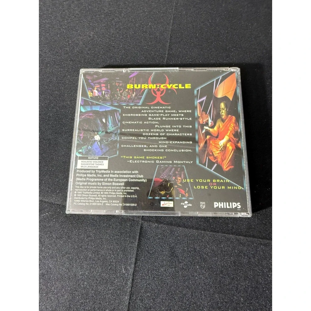 Philips Burn:Cycle PC Mac CD-ROM 1995 Excellent‎ 2-Disc Action Adventure Game